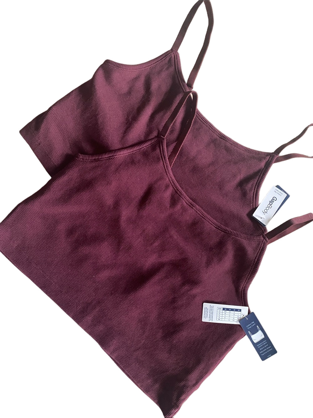 GAP set of 2 Cropped NWT Ribbed Burgundy Wine Cami